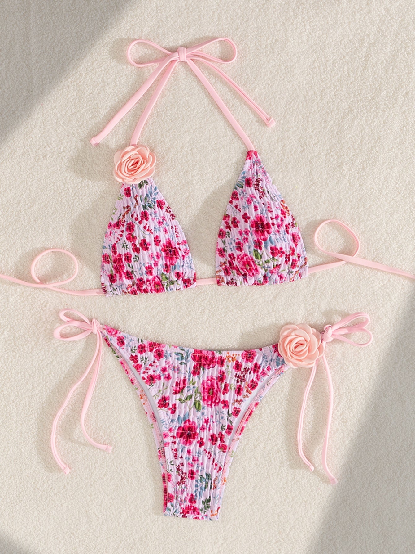 Split Swimsuit Printed Women Three Dimensional Ornamental Floral Bikini Bella Mia